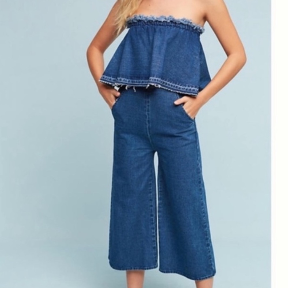 Hei hei Anthropologie denim strapless jumpsuit - Picture 1 of 8